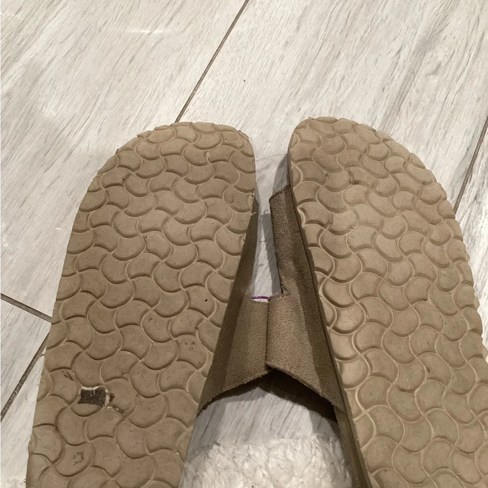 Wilt Kids' Tan Suede Double Strap Slide Sandals